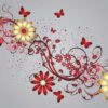 Modern Design Red Flowers And Butterflies(1641WM) - Image 2