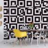 Modern Geometric Pattern Black And White(3735WM)